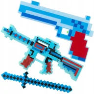 Klocki - ZESTAW BRONI Z GRY MINECRAFT 3w1 PISTOLET KARABIN MIECZ ŚWIECĄCY LED DŹWIĘK - miniaturka - grafika 1