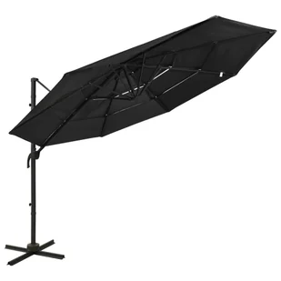 vidaXL 4-poziomowy parasol na aluminiowym słupku, czarny, 3x3 m 313834 - Parasole ogrodowe - miniaturka - grafika 1