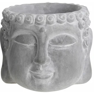 Osłonka doniczki Głowa Budda 12.5x16cm szara - Donice - miniaturka - grafika 1