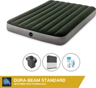 Prześcieradła - Dmuchane łóżko Intex - 2 osoby - 137 x 191 x 25 cm - zielone + elektryczna pompka Intex - 650 litrów/min + prześcieradło czarne + zestaw naprawczy - miniaturka - grafika 1