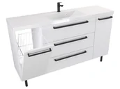 Szafki łazienkowe - Szafka Stojąca Z Umywalką ATH 140 cm KD - Biały Mat - Uchwyty Czarne Matowe - miniaturka - grafika 1