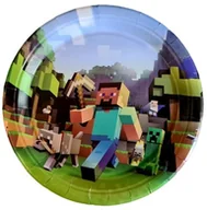 Dekoracje i nakrycia stołu na imprezę - Talerzyki Jednorazowe MINECRAFT - śr. 23cm - 10szt - miniaturka - grafika 1