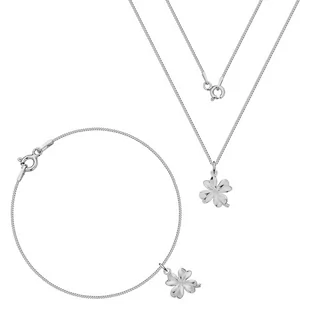 MYNESS Komplet z koniczyną, naszyjnik i bransoletka - Zestawy biżuterii dla kobiet - miniaturka - grafika 1