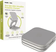 Ładowarki samochodowe - Ładowarka Mobile Origin Mobile Origin 3in1 Qi2 25W UltraSlim Foldable Charger PW36 MagSafe Compatible Silver - miniaturka - grafika 1