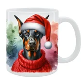 Kubki - Kubek z psem Doberman - Kolekcja Świąteczna - miniaturka - grafika 1