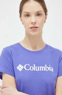 Koszulki sportowe damskie - Columbia t-shirt damski kolor fioletowy - miniaturka - grafika 1
