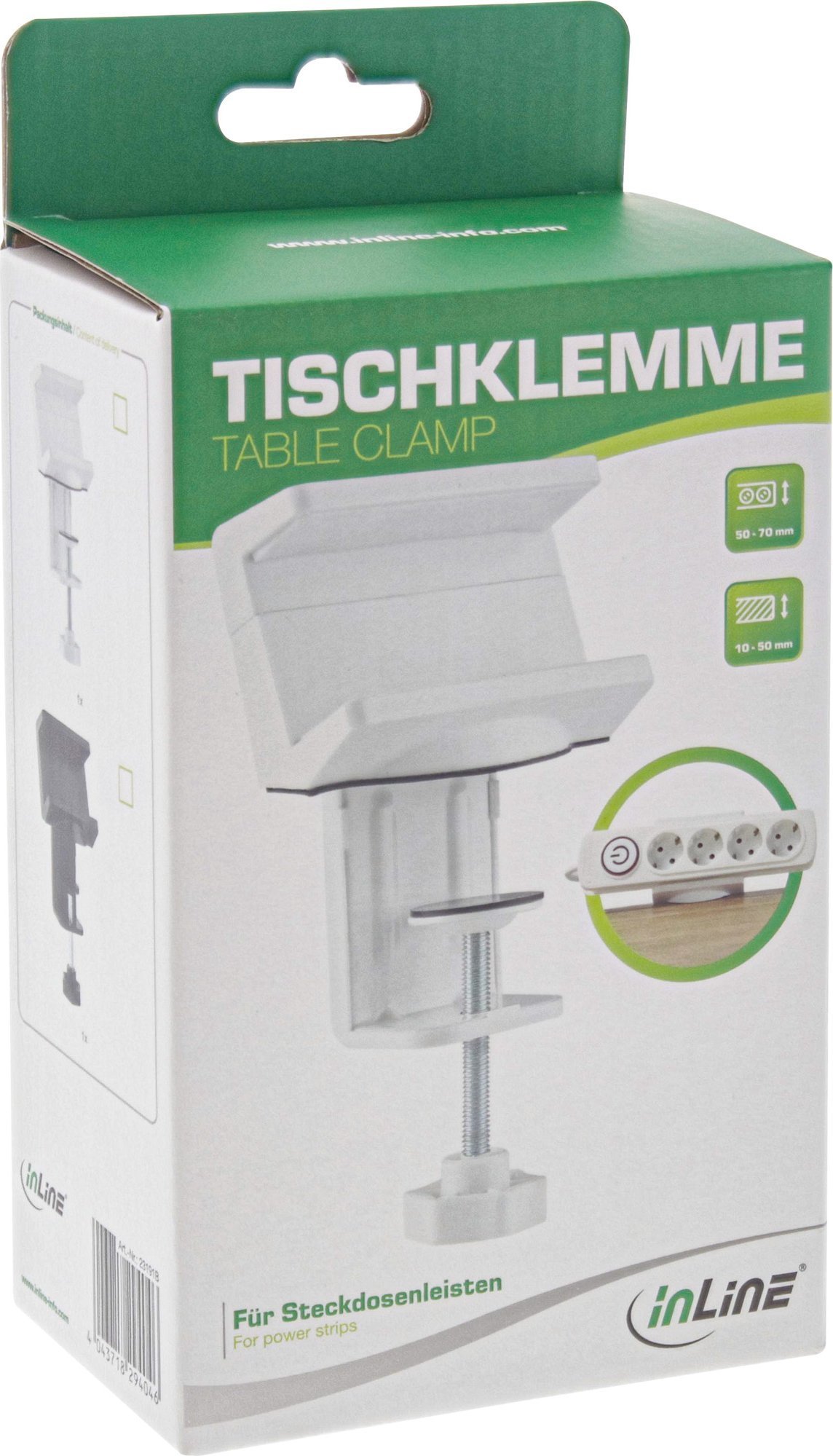 InLine InLine® Table clamp for socket strip, white