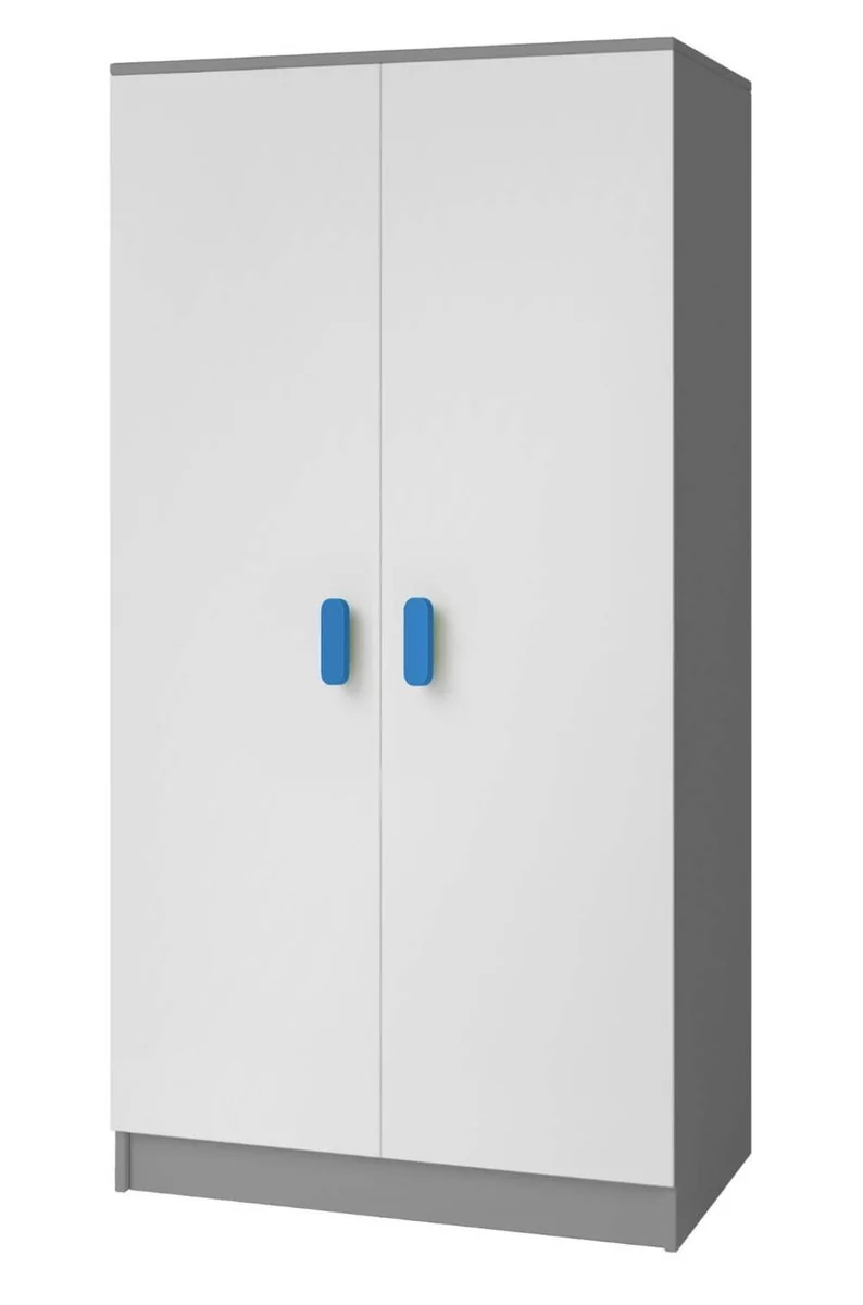 Szafa Smyk II 06, szary mat-biały mat-niebieski, 80x50x193 cm