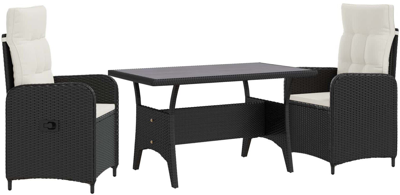 vidaXL Zestaw do jedzenia na zewnątrz 3 pcs Czarny i kremowo-biały