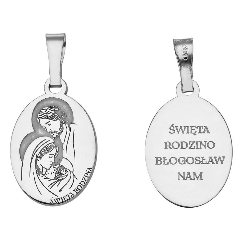 Medalik srebrny Ag 925 rodowany Św. Rodzina MDC020R