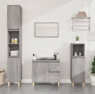 Szafka łazienkowa szara Sonoma 65x33x60 cm Materiał drewnopochodny - Szafki łazienkowe - miniaturka - grafika 1