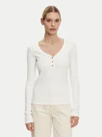 Bluzki damskie - Tommy Hilfiger Bluzka Henley WW0WW43905 Biały Slim Fit - miniaturka - grafika 1