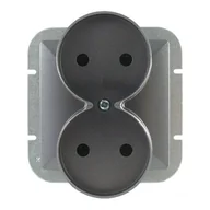 Gniazdka elektryczne - Abex Perła antracyt - gniazdo podwójne do ramki PT-5PR - miniaturka - grafika 1