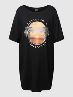 Sukienka T-shirtowa z cekinowym obszyciem - Sukienki - miniaturka - grafika 1
