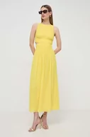 Sukienki - Patrizia Pepe sukienka kolor żółty maxi rozkloszowana - miniaturka - grafika 1