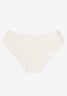 Majtki damskie - Białe Bawełniane Prążkowane Majtki Bezszwowe Figi Qesivia - miniaturka - grafika 1