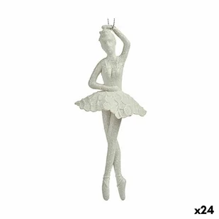 Dekoracja świąteczna baletnica biała plastikowa brokatowa 6,7 x 16 x 6,7 cm (24 sztuki) - Ozdoby bożonarodzeniowe - miniaturka - grafika 1