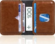 Portfele - Solier Cienki skórzany portfel męski Solier SW11 brązowy - miniaturka - grafika 1