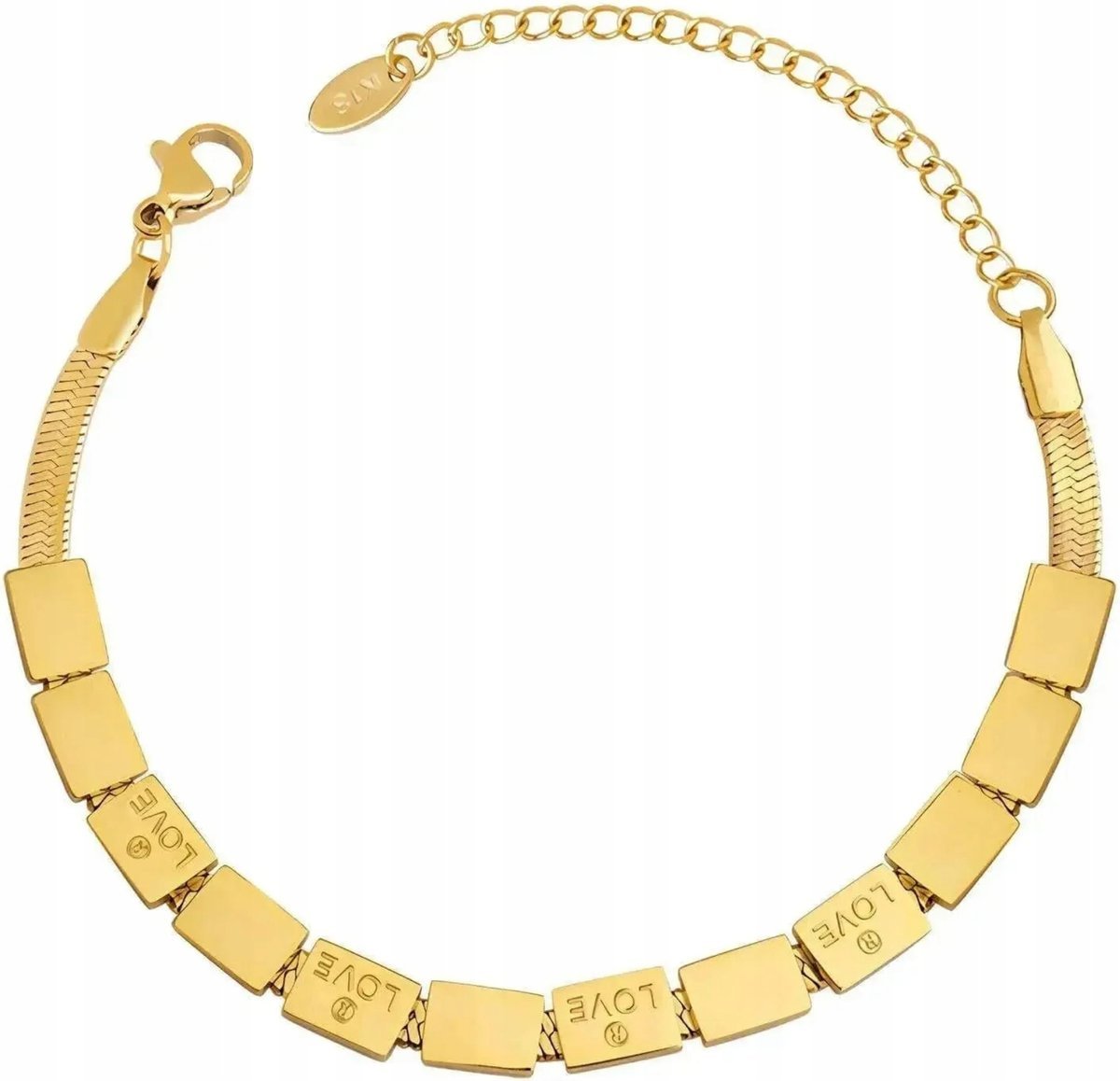 Złota Elegancka Bransoletka Love Sztabki Łańcuch Stal Szlachetna na Prezent