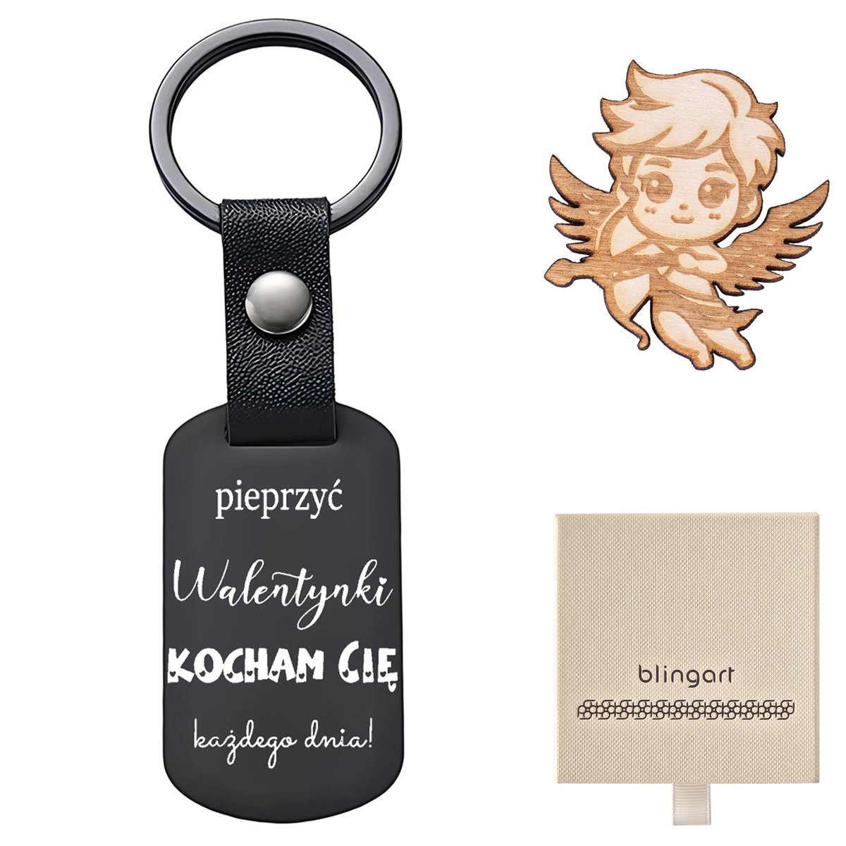 Brelok do kluczy Z GRAWEREM satynowa stal chirurgi