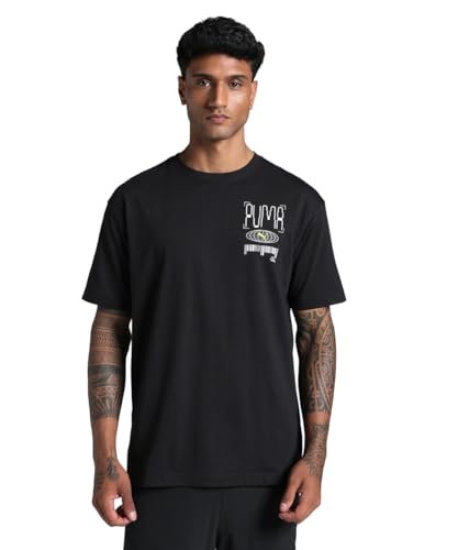 M Grafika Pociąg Ilustracyjna Luźna Koszulka PUMA Czarna