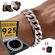 Bransolety męskie - SREBRNA Bransoletka Męska SREBRO 925 Diamentowana PEŁNA SZEROKA 10mm WŁOSKA - miniaturka - grafika 1