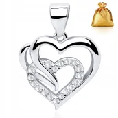 Wisiorki - SREBRNA ZAWIESZKA WISIOREK SERCE SERDUSZKO Z CYRKONIAMI SREBRO 925 RODOWANA - miniaturka - grafika 1