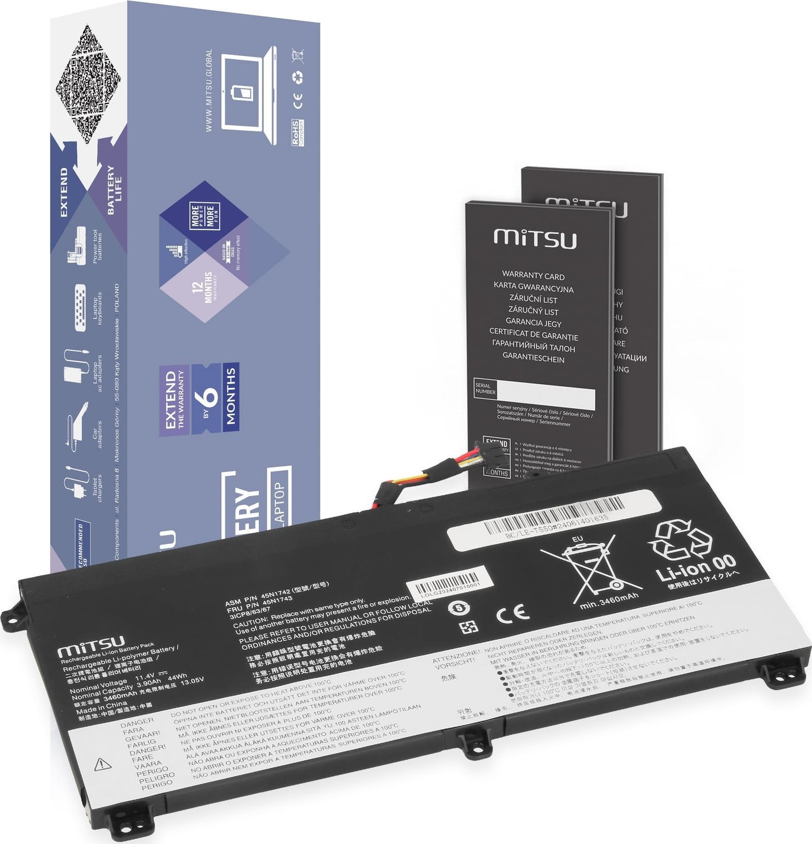 Bateria Mitsu Bateria Mitsu do Lenovo ThinkPad T550, T560, W550, W550s