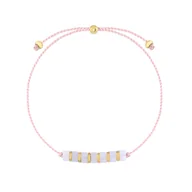 Bransoletki - Bransoletka damska sznurkowa z kwarcem różowym i złotymi akcentami - miniaturka - grafika 1