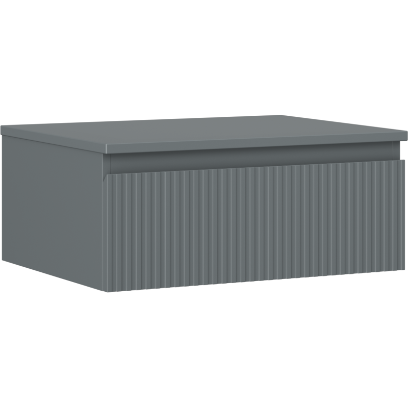 Mexen Rivel szafka łazienkowa podumywalkowa 60 cm z blatem, 1 szuflada, ryflowana , grafit mat - 91A20-06023-1-BFC66