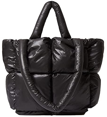 Puffer torba na ramię dla kobiet mini puchowa torba hobo pikowana torba na ramię eleganckie torebki 2023, Czarny