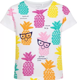 Bluzki dla dziewczynek - T-shirt z krótkim rękawem dla dziewczynki, w kolorowe ananasy, biała, 2-8 lat - grafika 1