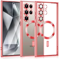 Etui i futerały do telefonów - Etui Supero magnetyczne tpuplating do Galaxy S23 Ultra, przezroczysto-ciemnoróżowe - miniaturka - grafika 1