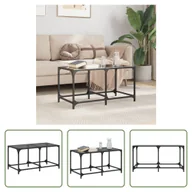 Ławy i stoliki kawowe - The Living Store Stolik kawowy ze szklanym blatem czarny 78,5x40x40 cm stalowy - miniaturka - grafika 1