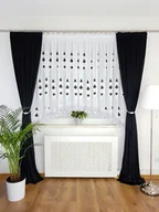 Firany - Firana z czarnym haftem oraz gipiurą, nowoczesne firany do salonu - miniaturka - grafika 1