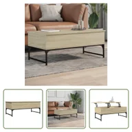 Ławy i stoliki kawowe - The Living Store Stolik kawowy dąb sonoma 100x50x40 cm Materiał drewnopochodny i metal - miniaturka - grafika 1