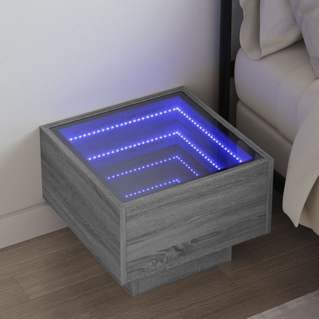 vidaXL Szafka nocna z Infinity-LED szara Sonoma 40x40x30 cm
