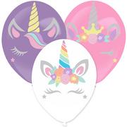 Urodziny dziecka - Amscan, Balony lateks mix z nalepkami Jednorożec papier 35.5 cm, 3 szt. - miniaturka - grafika 1