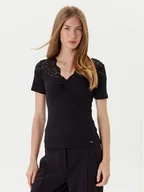 Bluzki damskie - Morgan Bluzka 252-DELINE Czarny Slim Fit - miniaturka - grafika 1