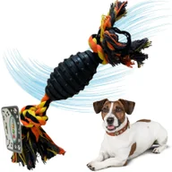 Zabawki dla psów - ZABAWKA DLA PSA KOTA GUMOWE KÓŁKO ZE SZNURKIEM GRYZAK DLA ZWIERZĄT SZARPAK - miniaturka - grafika 1