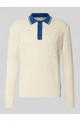 Swetry męskie - Sweter dzianinowy z mieszanki lnu z kołnierzykiem polo - Gant - miniaturka - grafika 1