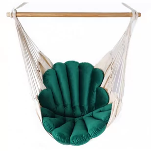Krzesło brazylijskie z poduchą w kształcie muszli butelkowa zieleń - Milis - Fotele ogrodowe wiszące - miniaturka - grafika 1