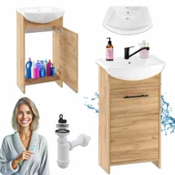 Szafki łazienkowe - Szafka Łazienkowa Stojąca z Umywalką Dąb Złoty 45 cm Bateria Czarna Syfon - miniaturka - grafika 1