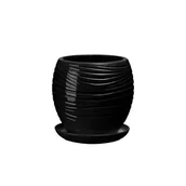 Donice - Doniczka ceramiczna z podstawką naomi 22 x 19 cm czarny połysk symbol 1012 - miniaturka - grafika 1