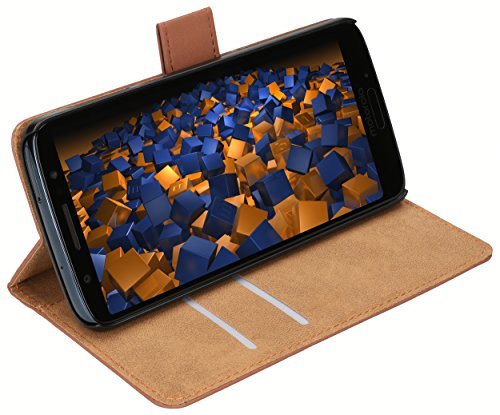 mumbi etui Bookstyle Case kompatybilne z Motorola Moto G6 etui na telefon komórkowy Case Wallet, brązowe