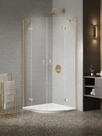 Kabiny prysznicowe - Kabina prysznicowa półokrągła 100x100 złota szczotkowana K-3798 Nesta New Trendy Gold Brushed - miniaturka - grafika 1