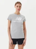 Koszulki i topy damskie - New Balance T-Shirt Essentials Stacked Logo Tee WT91546 Szary Athletic Fit - miniaturka - grafika 1