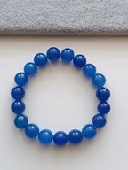 Bransoletki - CHABROWA NIEBIESKA BRANSOLETKA NA GUMCE Z KAMIENIEM JADEIT KAMIE�� 10mm - miniaturka - grafika 1