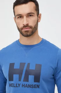Bluzy męskie - Helly Hansen bluza bawełniana męska kolor niebieski gładka - grafika 1