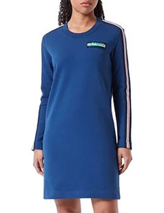 Love Moschino Damska koszulka o regularnym kroju z długim rękawem i naszywką, z paskiem w paski, niebieski, 44 - Koszulki i topy damskie - miniaturka - grafika 1